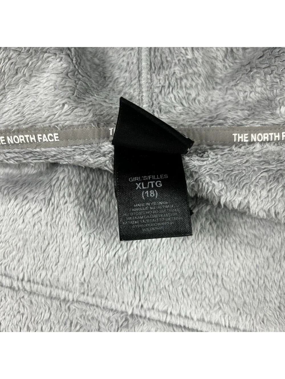 The North Face Girls XL 18 Gray Turquoise Fleece Full Zip Hooded Jacket